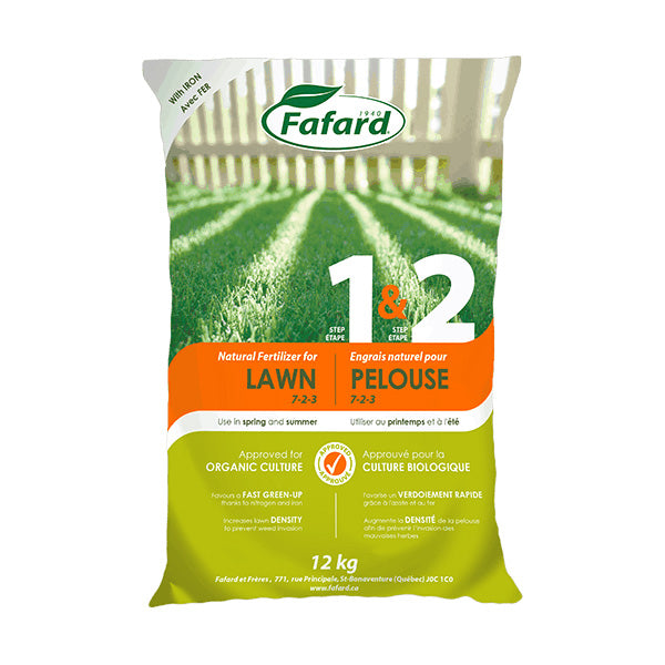 Engrais naturel pour pelouse Fafard avec fer 1 % - Printemps/Été (7-2-3)